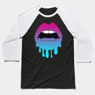 Vaporwave Dripping Lips Open Mouth Baseball T-Shirt